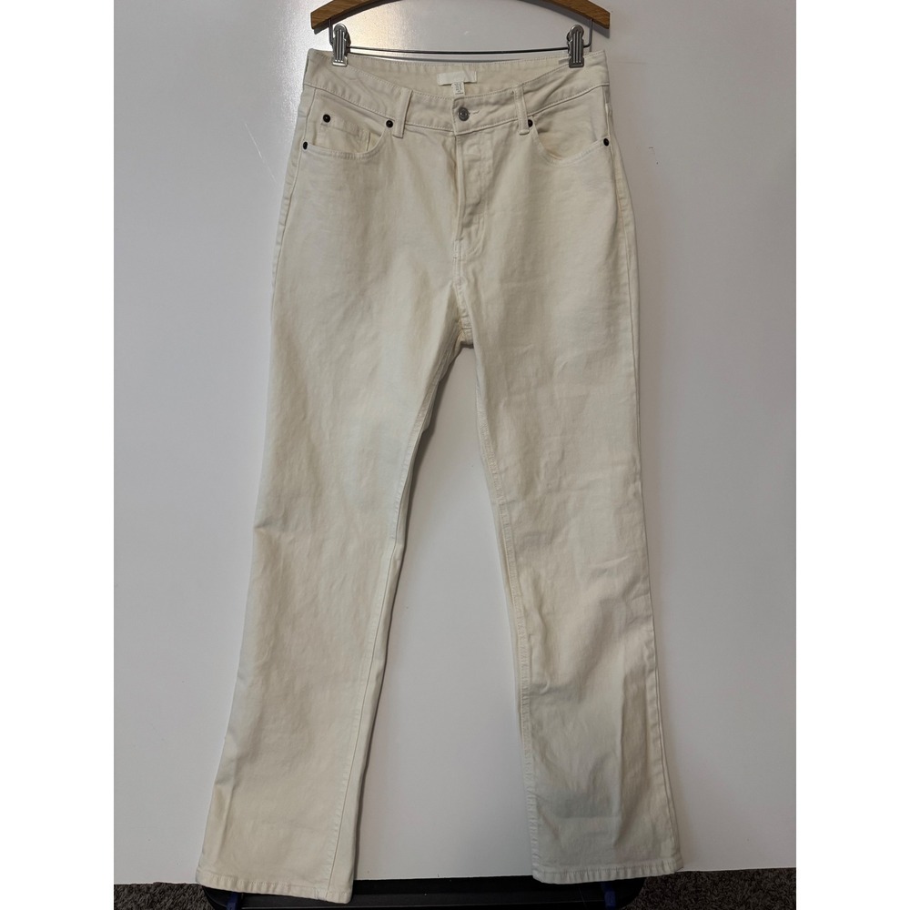 H&M Women's Straight Jeans US 10 Off White Denim Classic Casual